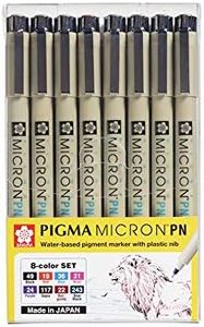 Sakura Pigma Micron PN line Drawing 8 Color pens Set, Bible journaling Study kit, Assorted colors