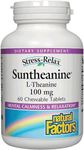 Stress-Relax Chewable Suntheanine L-Theanine 100 mg by Natural Factors, Non-Drowsy Stress Support for Mental Calmness and Relaxation, Tropical Fruit Flavor, 60 Tablets