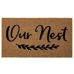 Karisky Door Mat Our Nest Welcome mat, Large Front Door Mat Indoor Outdoor Mat with Non-Slip PVC Backing, Entry Rug Mat for Entryway, Patio, High Traffic Areas 30x17 Inch, Brown