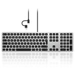 Seenda Wired Backlit Keyboard for Mac OS, Full-size Slim Keyboard with USB and Type C 2-in-1 Connector Compatible with Apple iMac, MacBook Pro/Air, Mac Pro, Mac Mini, UK Mac Layout - Black and Grey