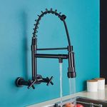 B Backline Brass Wall Mounted Kitchen Sink Mixer Tap | Hot & Cold Kitchen Faucet | 360 Degree Swivel Spout | Kitchen Sink Tap | Kitchen Wall Mount Faucet | Tap for Kitchen Sink (Black Matt)