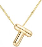 Chunyee Bubble Letter Necklace Gold for Women, 18k Gold Initial Necklaces for Women Dainty Letter Necklace With Gift Package, Ideal Jewelry Gifts for Women