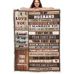 Husband Gifts from Wife, Husband Blanket 50x60 Inch for Him, Warm Throw Blankets Gifts for Husband Wedding Valentine's Day Husband Gifts