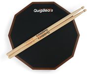 QuigBeats Drum Pad & Premium Drum Sticks, Silent Drum Practice Pad with Pitch Matched 5A Drumsticks, 12 Inch Single Side Practice Drum Pad - Walnut Pad&5A-A