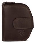 J. Wilson London Ladies RFID Safe Designer Leather Purse Card Women Wallet Zip Pocket Boxed (Distressed Crunch Brown)