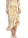 Beau Design Women's Stylish Wrap Skirt Sarong Polyster Trendy Digital Printed Sarongs For Beachwear And Beach Party (Yellow)