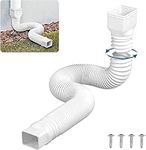 TOKPLNU Rain Gutter Downspout Extension Flexible Down Spout Extender White Drain Pipes Gutter Connector Rainwater Drainage Pipe Downspout Rain Drain Extender from 19.7 to 58 Inch, 1 Pack