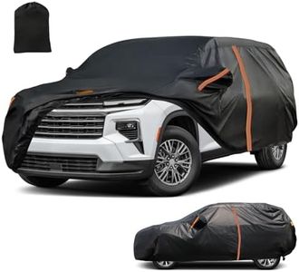 Waterproof SUV Car Cover Custom Fit for Chevrolet Chevy Traverse 2009-2025, All Weather Outdoor SUV Car Cover with Zipper Door, Windproof Band and Reflective Strip for Snow Rain Dust Sun UV Protection