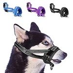 SlowTon Nylon Dog Muzzle, Adjustable Loop, Soft flannel Padding, Comfortable Breathable Secure Quick Fit Muzzles for Small Medium Large Dog, Prevent from Biting, Chewing and Barking