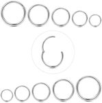 Adramata 10 Pcs Stainless Steel 16g 18g Cartilage Hoop Earrings for Men Women Nose Ring Helix Septum Couch Daith Lip Tragus Piercing Jewelry Set 6-14mm