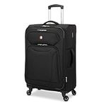 SWISSGEAR Elite Air Collection Carry-On Luggage — Small Lightweight Suitcase with 4 Spinner Wheels, Lockable Rainproof Zippers, and Rainproof Fabric — Black, 20-inch