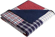 Chezmoi Collection Grizzly 1-Piece Plaid Checkered Patchwork Quilted 100% Washed Cotton Reversible Throw Blanket