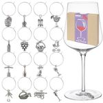 Gnollko 16pcs Wine Glass Charms,Wine Charms for Stem Glasses,Wine Glass Markers Tags,Wine Tasting Party Gifts Favors Decorations Supplies, Zinc, No Gemstone