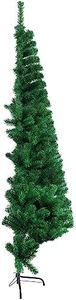 CCINEE 6ft Pine Artificial Christmas Green Half Tree Easy-Assembly with Solid Metal Stand for Wall Xmas Themed Party Decoration Indoor Outdoor Living Room Decor