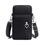 Cellphone Purse Wallet Cross Over Body Bag Shoulder Pouch Wristlet Armband for Samsung A20 A21 A11 A50 Note 20 Ultra S20 Ultra 5G S20 Plus LG V60 ThinQ Stylo 6, 5 K51 Moto G Stylus G7 Power (Black)