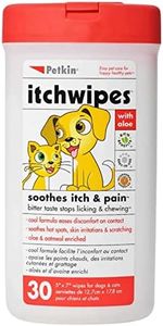 Petkin Anti Itch Wipes for Dogs and Cats - Soothes Hot Spots, Skin Irritations and Scratching - Bitter Taste Stops Licking and Chewing - Super Convenient, Ideal for Home or Travel - 30 Wipes