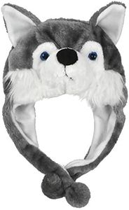 Lacheln Animal Plush Hats for Boys Girls Women Men Halloween Party Costume Winter Soft Warm Funny Beanies for Teen Adult,Husky Dog