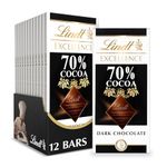 Lindt EXCELLENCE 70% Cocoa Dark Chocolate Bar, Dark Chocolate Candy, 3.5 oz. (12 Pack)