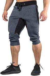 FASKUNOIE Mens 3/4 Jogger Pants Baggy Capri Casual Short Pants Cotton Bodybuilding Gym Shorts