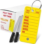 Poly Tag Key Tags with Ring (Yellow) – 250 Key Tag Count. Includes 250 Rings and 2 Fine Point Pens. Car Key Tags Plastic || Automotive Key Tags || Dealer Tags