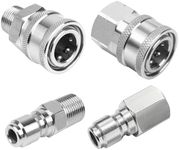 Ufixed Non Rust 2 Sets 1/4 Inch Pressure Washer Coupler Quick Connect Plug, Stainless Steel Male and Female Quick Connect Fittings, Pressure Washer Adapter Set Hose Connect