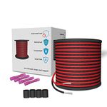 LEADTOPS 30M Extension Cable Wire Cord 20AWG 2x 0.5mm² 100FT 2 Conductors 20 Guage Electric Red&Black Wire Stranded Tinned Copper for 12V DC 3528 5050 2835 Single Colour LED Strip/Bulbs/Lamps