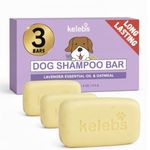 Kelebs Natural Dog Shampoo Bar Anti-Itching | Puppy Shampoo | Calming Sensitive Skin with Lavender Essential Oils and Oatmeal | Zero Plastic | Vegan | 3PCS