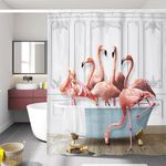LIGHTINHOME Funny Flamingo Shower Curtain 60Wx72H Inches Tropical Animal Bathing in Bathtub Pink Wildlife Modern for Girls Women Cloth Fabric Waterproof Polyester Bathroom Home Decor Set with Hooks