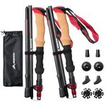 BISINNA Carbon Fibre Trekking Poles, 2-Pack, Lightweight Collapsible Walking Sticks with Cork Handle Quick Lock System for Women and Men