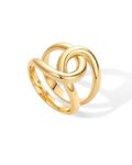 PAVOI 14K Gold Plated Chunky Interlock Statement Ring for Women | Interloop Band Thick Link Stackable Rings, 6, Yellow Gold, No Gemstone