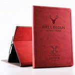 DuraSafe Cases for iPad PRO 11 Inch 1st [ PRO 11 2018 1 Gen ] A1980 A1934 A2013 A1979 Folio Deer Pattern Protective Sleek & Classic Design Smart Cover - Wine