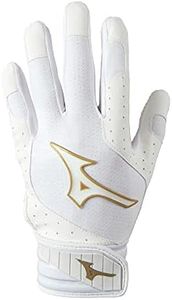 Mizuno Finch Youth Softball Padded Batting Glove, White-Gold, Large