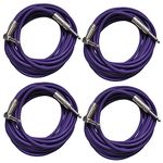 Seismic Audio - SAGC20R-Purple-4Pack - 4 Pack of Purple 20 Foot Right Angle to Straight Guitar Cables - 20' Purple Guitar or Instrument Cables