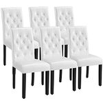 Yaheetech Dining Chairs Faux Leather Dining Chairs Set of 6 Kitchen Chairs with High Back and Solid Wooden Legs for Home, Dining Room and Kitchen, White