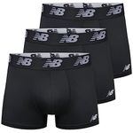 New Balance Men's 3" Boxer Brief No Fly, with Pouch, 3-Pack, Black/Black/Black, Large