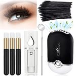 56 PCS lash fan dryer for eyelash extensions,USB Air Conditioning Blower, Mini Mister for Lash Extensions, Lash Mirror, 3 Lash Shampoo Brushes, 50 Eyelash Mascara Brush (Black Set)