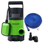 Pro-Kleen Submersible Water Pump 750W Electric, 14000L/H, 15m Layflat Hose for Clean or Dirty Water with Float Switch, 10M Power Cable - for Floods, Pools, Gardens, Ponds, Hot Tubs