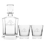 Crown Royal Whiskey Decanter Set with 2 Drinking Glasses | Whiskey Decanter Set for Men and Women | Compatible