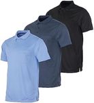 Real Essentials 3 Pack: Mens Polo Shirt Golf Quick Dry Fit Active Polo Shirts for Men Pocket Short Sleeve Button Collared Tees Tops Tennis Casual Lounge Clothes Clothing Apparel - Set 4, M