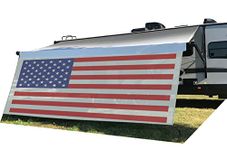 Tentproinc RV Awning Sun Shade Screen 8' X 14' 3'' ( American Flag ) Gray Mesh Sunshade Camper Trailer Awning Shade Screen UV Blocker Completed Kits