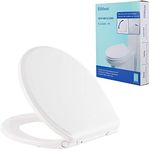 Hibbent Premium One Click Round Toilet Seat with Cover(Oval), Easy Installation and Quick-Release for Easy Cleaning, Stable Hinge Design to prevent shifting, Soft Closed- White Color (Round)