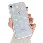 LRKKJUS Compatible with iPhone 6/6S Case for Girls Woman,Laser Glitter Heart Pattern Case Soft TPU Bumper Protective Bling Shockproof Cover for iPhone 6/6S 4.7″