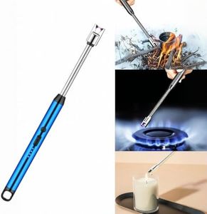 Electric Candle Lighter USB Rechargeable Long Neck Lighter Flex Flame Arc Windproof Suprus Flame for Grill Fireplace Long Matches Blue Lighter