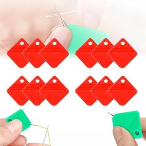 Automatic Needle Threaders, Sewing Machine Needle Threader, DIY Needle Threader for Sewing Crafts, Fits All Needle Sizes (Red 12 pcs)