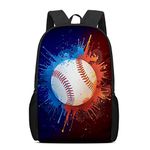 Color Baseball Print Backpack Popular Bookbag School Rucksack for Elementary or Middle School Boys and Girls