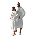 Westlane Linens 100% Egyptian Cotton Terry Toweling Bathrobe with Slippers Hotel & Spa Quality Unisex Lightweight Dressing Gown White Shawl Collar Bath Robes for Men & Women