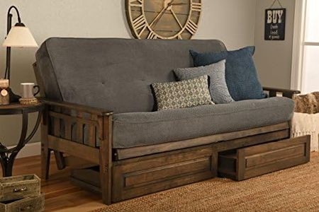 Kodiak Furniture Tucson Full Size Futon Set In Rustic Walnut Finish With Storage Drawers, Marmont Thunder