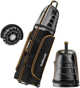 Golf Travel Bags for Airlines with Carbon Fiber Hard Top, Protective Club Traveling Cover with Wheel, Golf Club Carrier Case for Airplanes, Thick Padding, Durable Zipper and 2 Sided Spacious Pockets