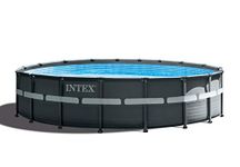 Intex 18ft x 48inch Round Ultra XTR Metal Frame Swimming Pool with Sand Filter, Ladder, Cover & Ground Cloth. UK spec with Factory fitted UK 3 Pin Plug