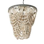 Creative Co-Op 2-Tier Draped Wood Bead Chandelier White